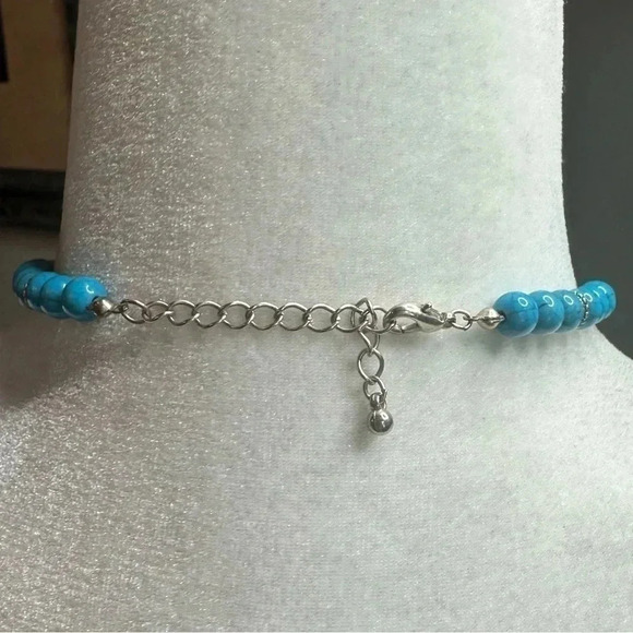 Western Turquoise Statement Necklace 11” Drop - Picture 3 of 3